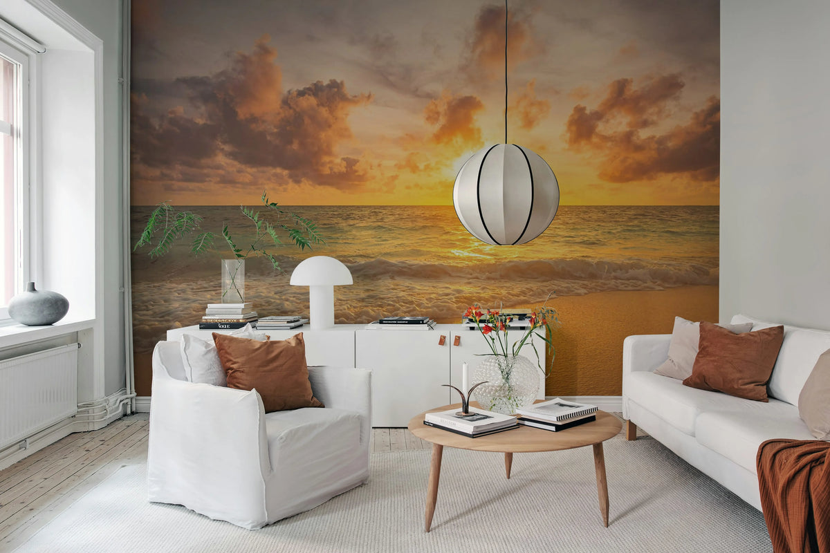 Seaside at Dawn, Soft Mural Wallpaper - room preview 02
