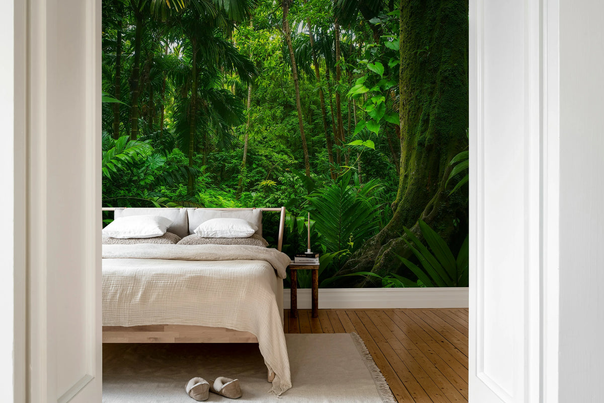 Tropical Landscape, Green Mural Wallpaper - room preview 02