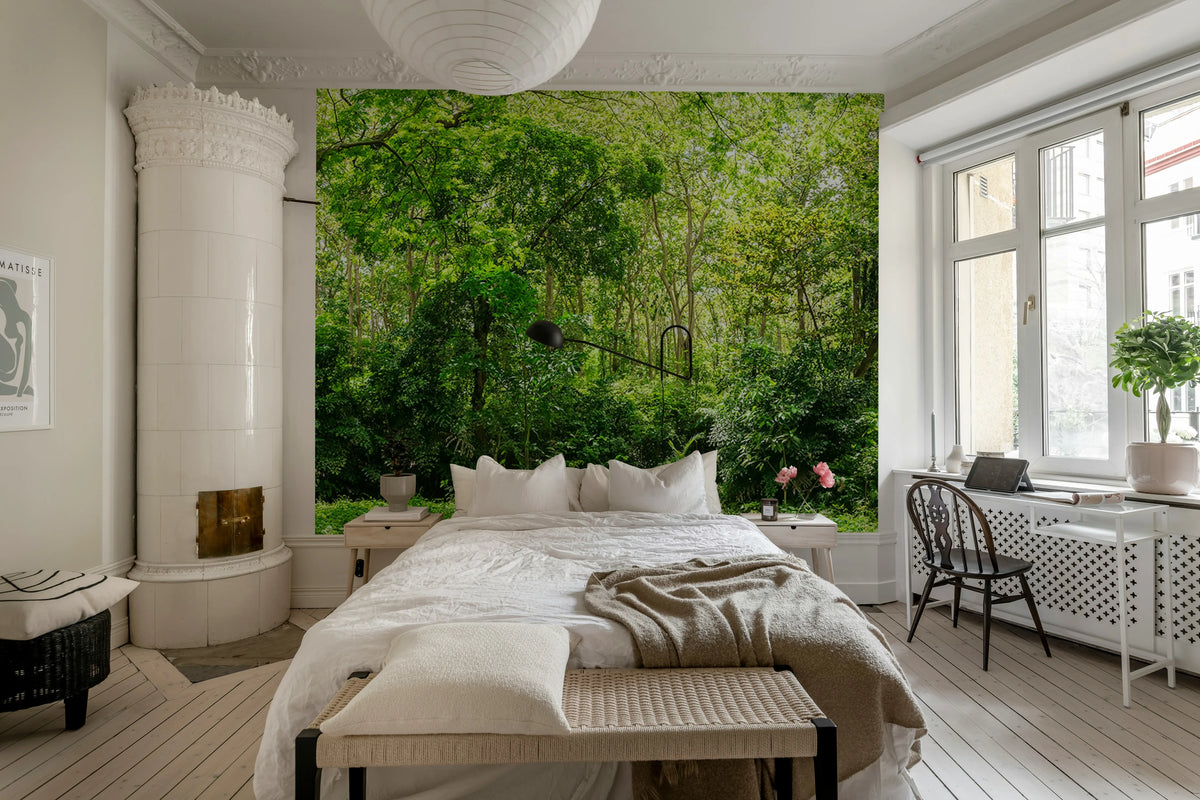 Summer Forest, Green Mural Wallpaper - room preview 02