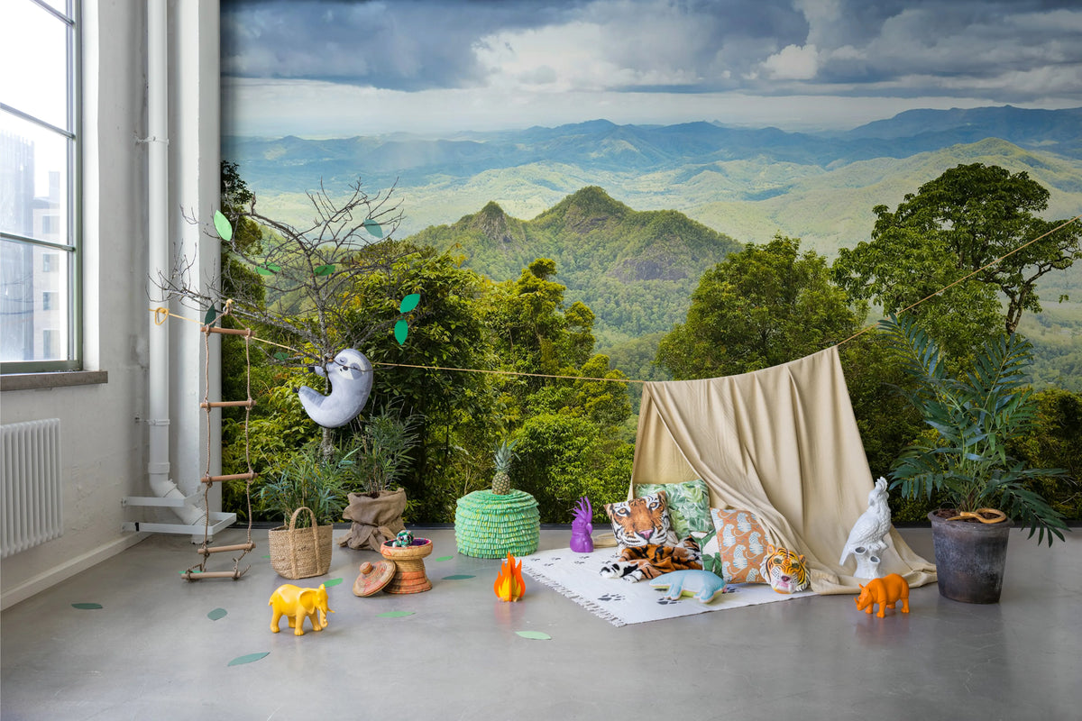 High Mountains, Green Mural Wallpaper - room preview 02