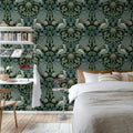 Birds of Paradise, Dark Mural Wallpaper - room preview 02