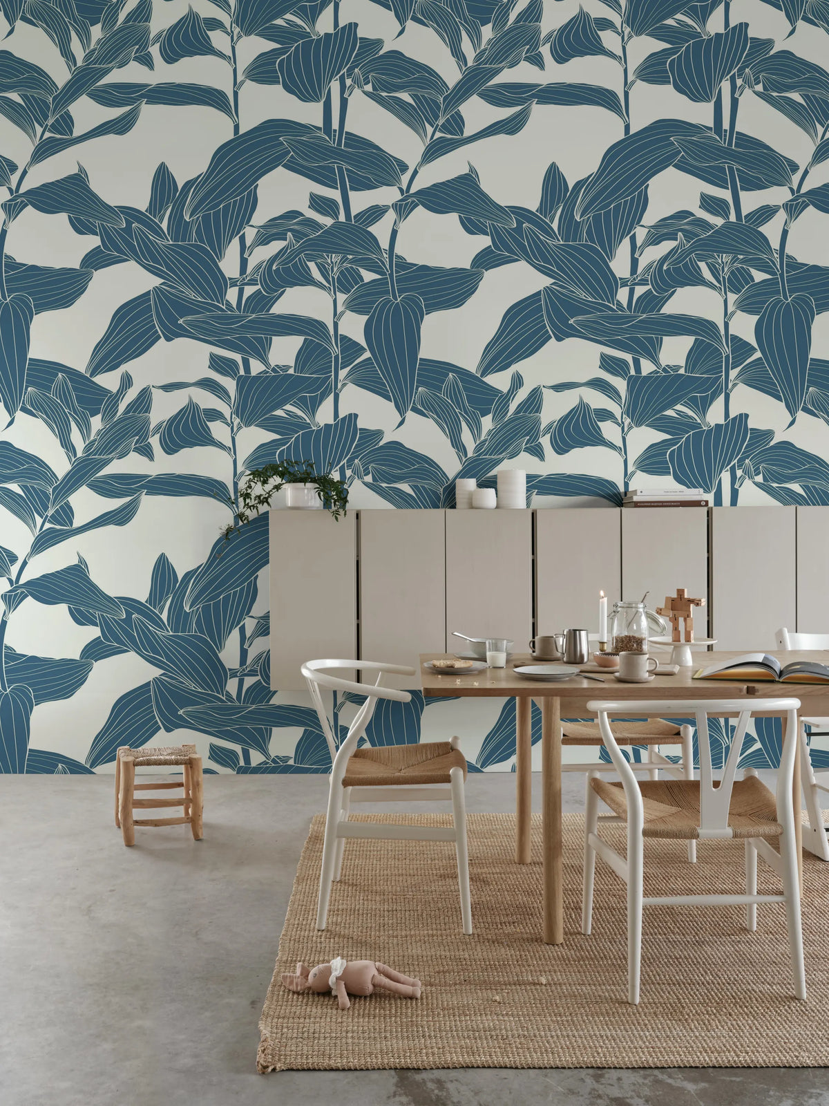 Rose Grape, Blue Mural Wallpaper - room preview 02