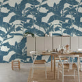 Rose Grape, Blue Mural Wallpaper - room preview 02