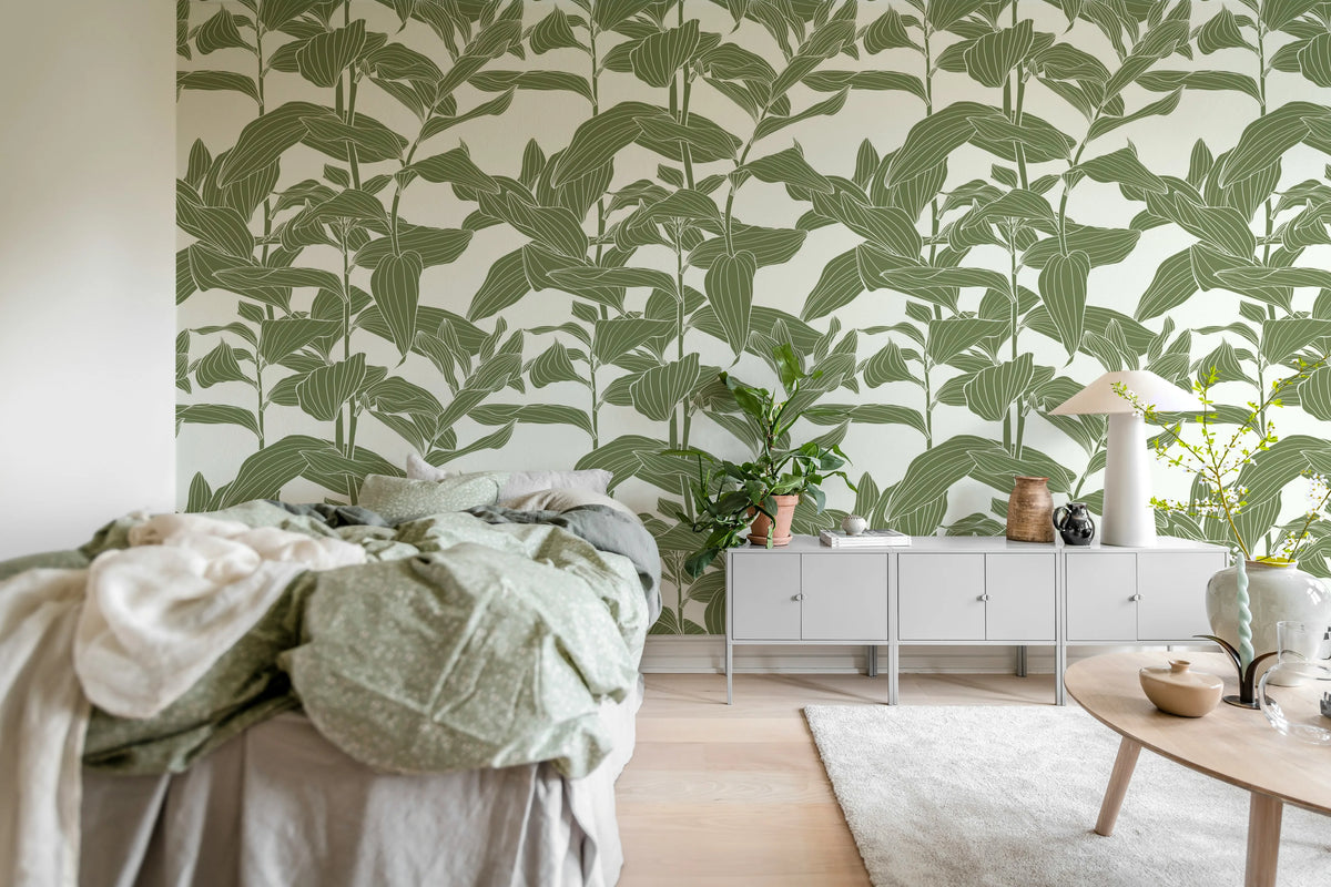 Rose Grape, Green Mural Wallpaper - room preview 02