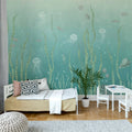 Below the Surface, Blue Mural Wallpaper - room preview 02