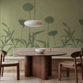Floral Silhouette, Green Mural Wallpaper - room preview 02