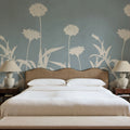 Floral Silhouette, Blue Mural Wallpaper - room preview 02