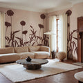 Floral Silhouette, Pink Mural Wallpaper - room preview 02