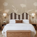 Floral Silhouette, Beige Mural Wallpaper - room preview 02