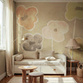 Paper Poppies, Beige Mural Wallpaper - room preview 02