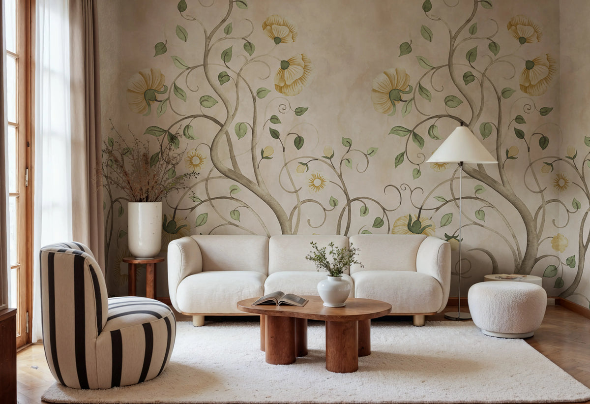 Big Poem, Peach Mural Wallpaper - room preview 02