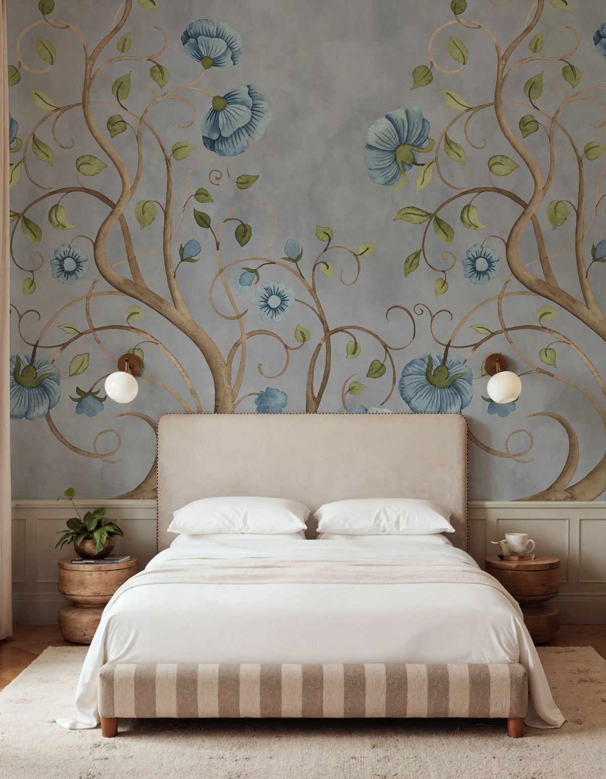 Big Poem, Blue Mural Wallpaper - room preview 02