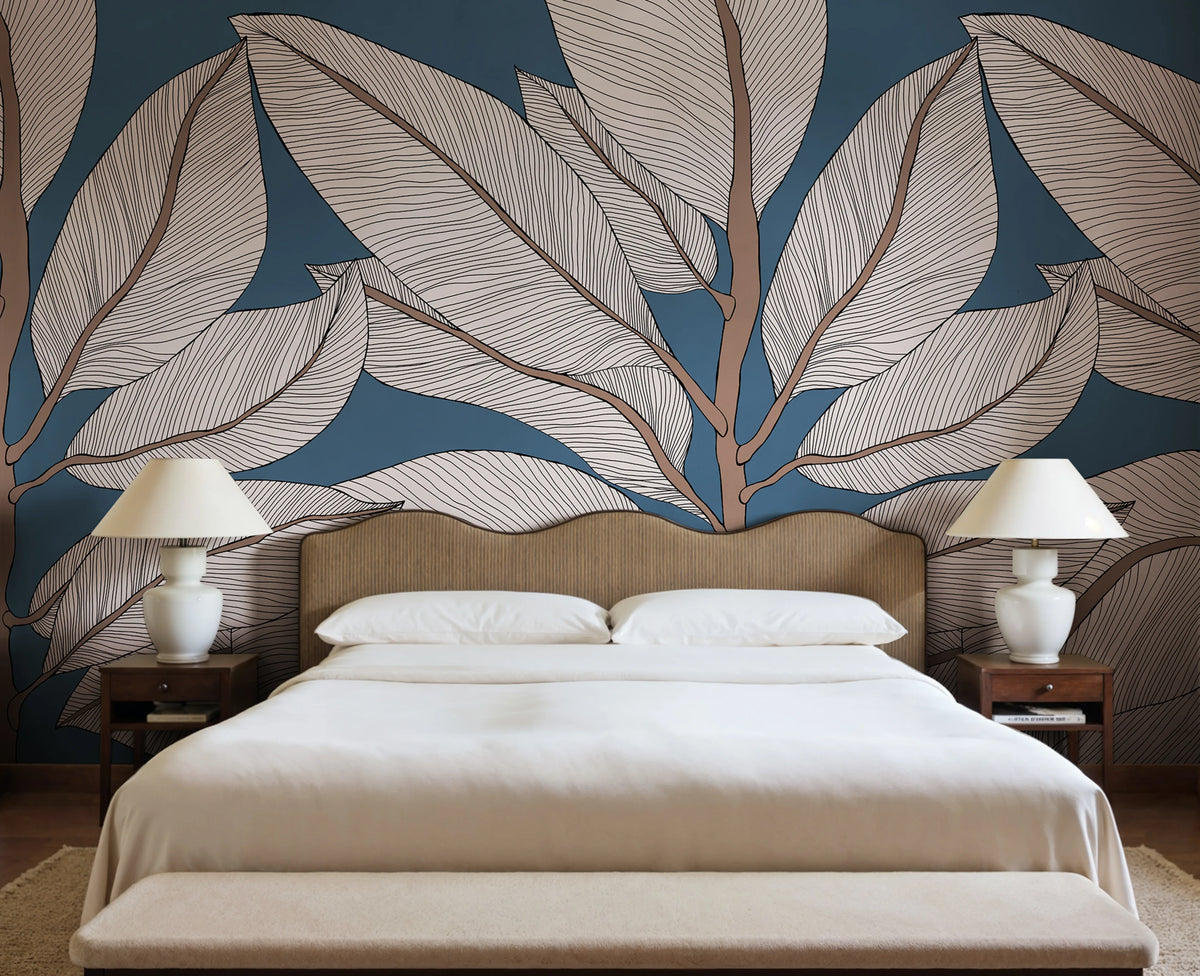 Ruby Lines, Dark Blue Mural Wallpaper - room preview 02