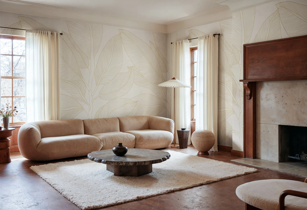 Ruby Lines, Beige Mural Wallpaper - room preview 02
