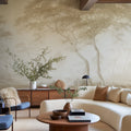 The Green Forest, Beige Mural Wallpaper - room preview 02