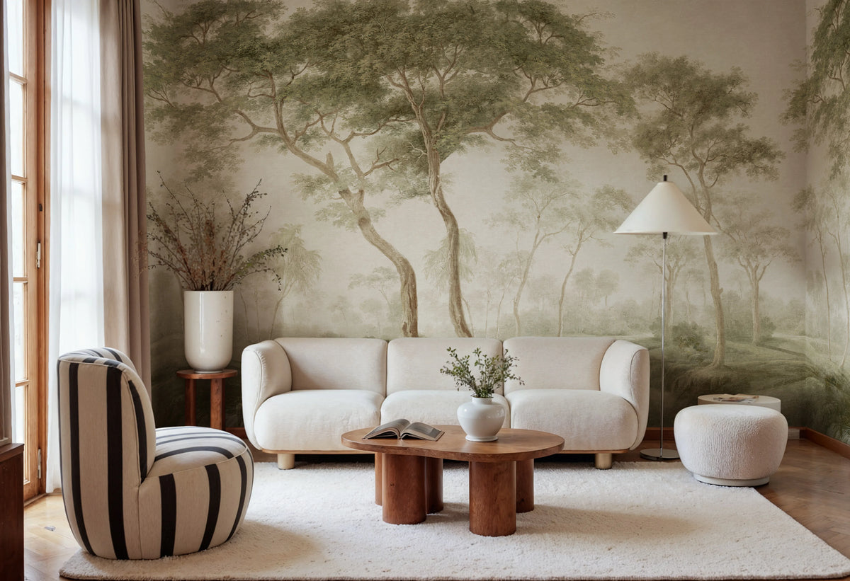 The Green Forest, Green Mural Wallpaper - room preview 02