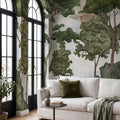 Tree Parade, Green Mural Wallpaper - room preview 02