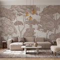 Tree Parade, Beige Mural Wallpaper - room preview 02