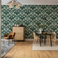 Dreamy Birds, Green Mural Wallpaper - room preview 02