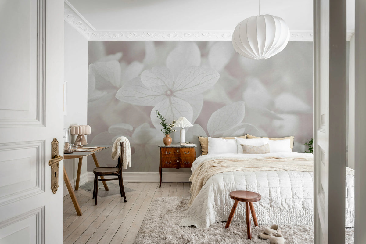 Grand Hydrangea, Soft Pink Mural Wallpaper - room preview 02