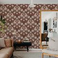Dreamy Birds, Burgundy Mural Wallpaper - room preview 02