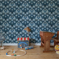 Dreamy Birds, Blue Mural Wallpaper - room preview 02