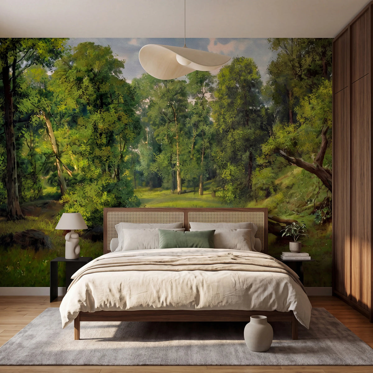 Silent Forest, Green Mural Wallpaper - room preview 02