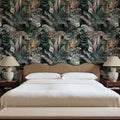 Jungle Leaves, Dark Green Mural Wallpaper - room preview 02