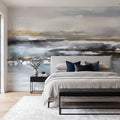 Abstract Ocean, Gray Mural Wallpaper - room preview 02