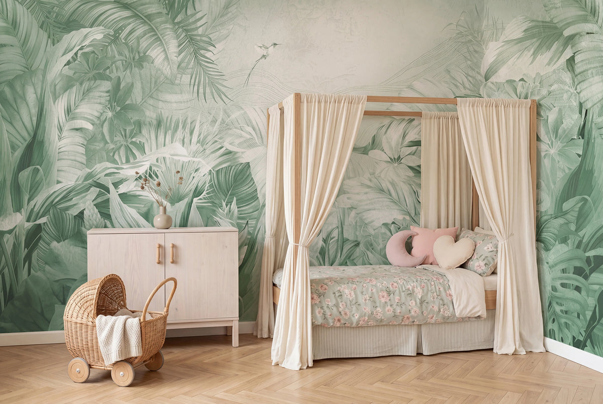 Jungle Plants, Green Mural Wallpaper - room preview 02