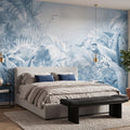 Jungle Plants, Blue Mural Wallpaper - room preview 02