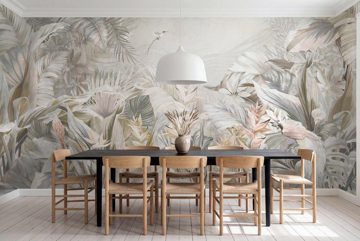 Jungle Plants, Vintage Mural Wallpaper - room preview 02