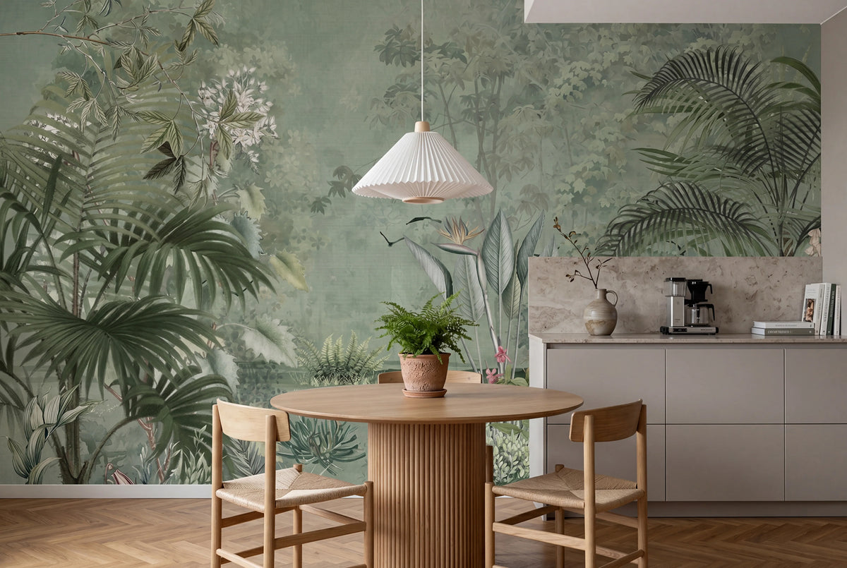 Tropical Garden, Green Mural Wallpaper - room preview 02