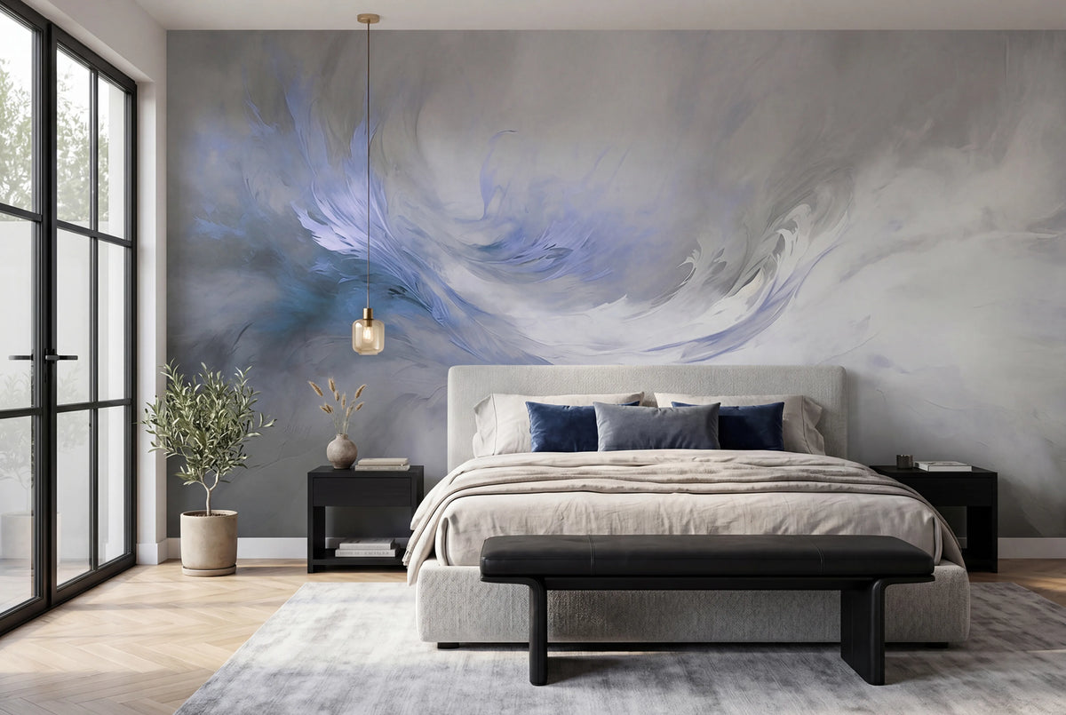 Aqua Flow, Blue Mural Wallpaper - room preview 02