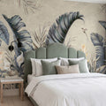 Tropical Leaves, Beige Mural Wallpaper - room preview 02