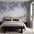 Serene Blossoms, Blue Mural Wallpaper - room preview 02