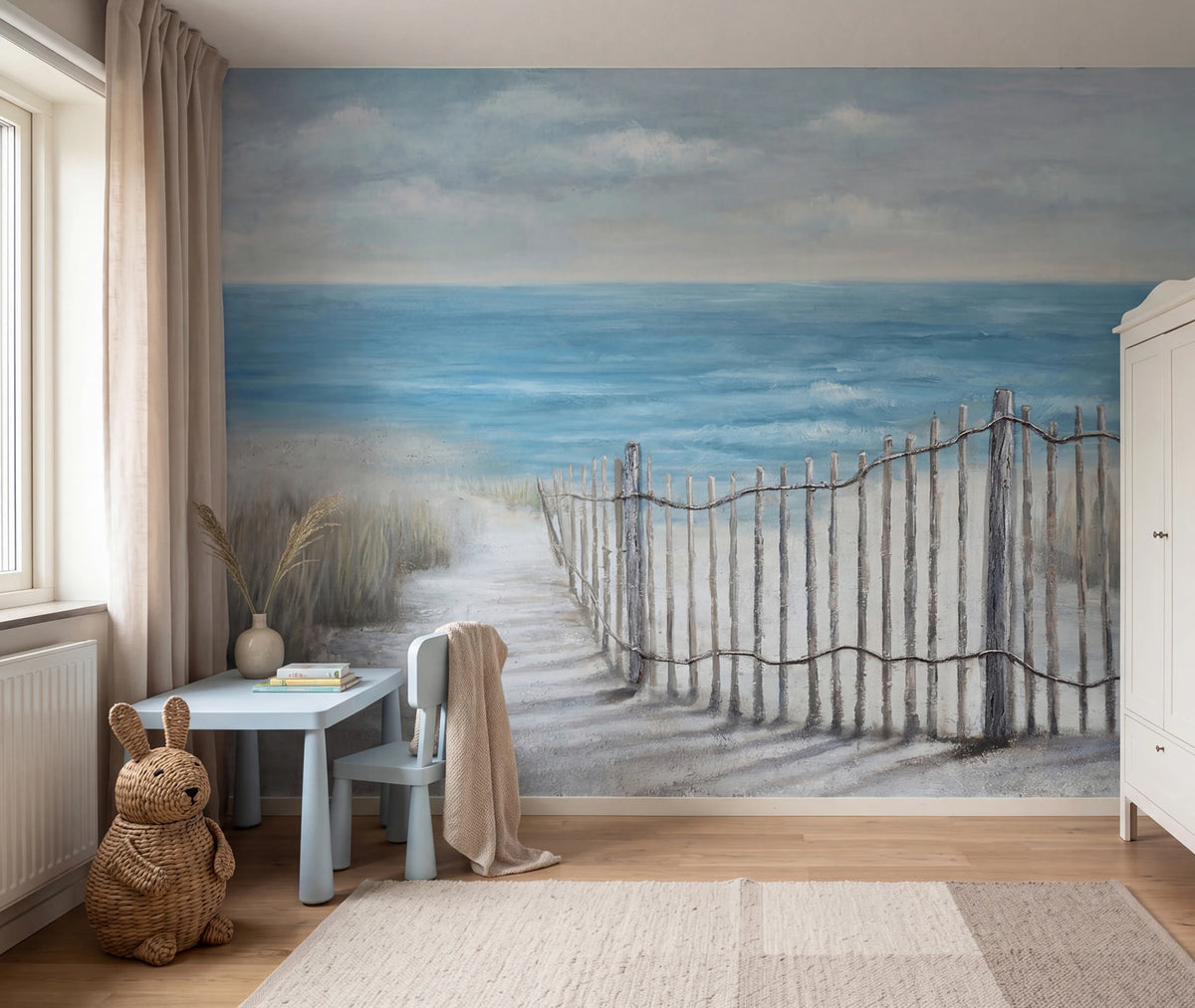 Towards the Sea, Soft Blue Mural Wallpaper - room preview 02