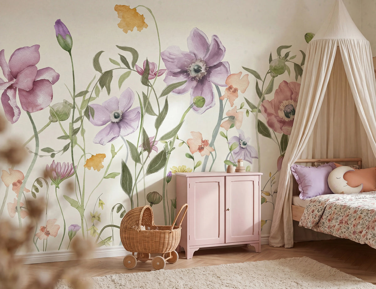 Spring Garden, Pink Mural Wallpaper - room preview 02