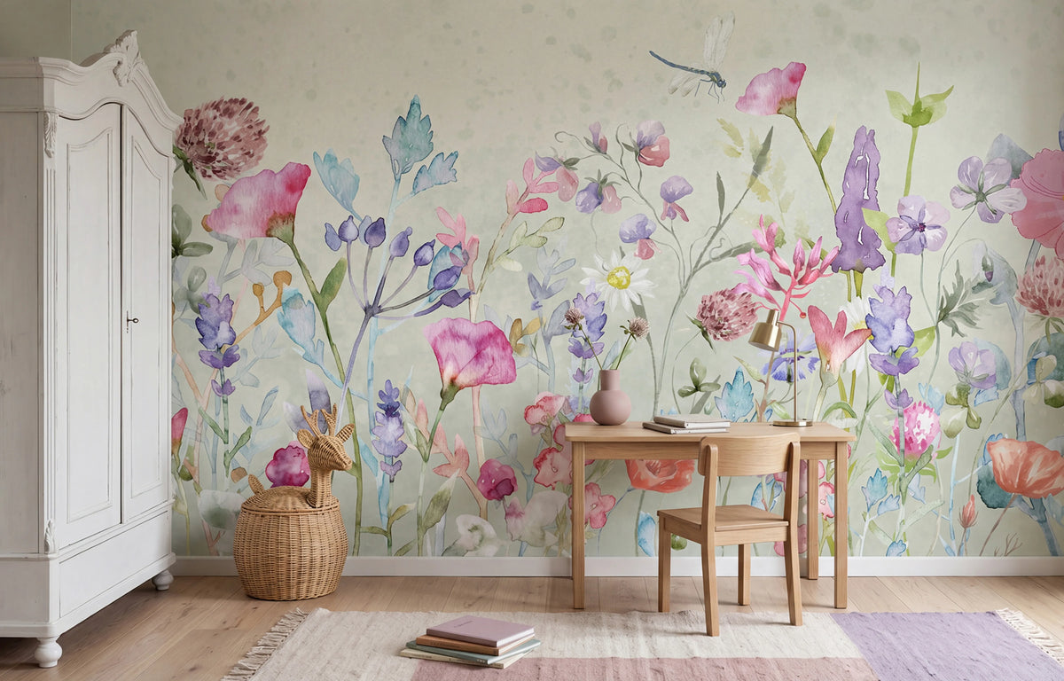 Dreamy Garden, Pink Mural Wallpaper - room preview 02