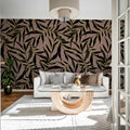 Bold Leaves, Pink Mural Wallpaper - room preview 02