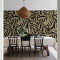 Bold Leaves, Beige Mural Wallpaper - room preview 02
