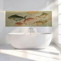 Vintage Shoal of Fish Mural Wallpaper — Artistic Marine Illustration Mural Wallpaper - room preview 03