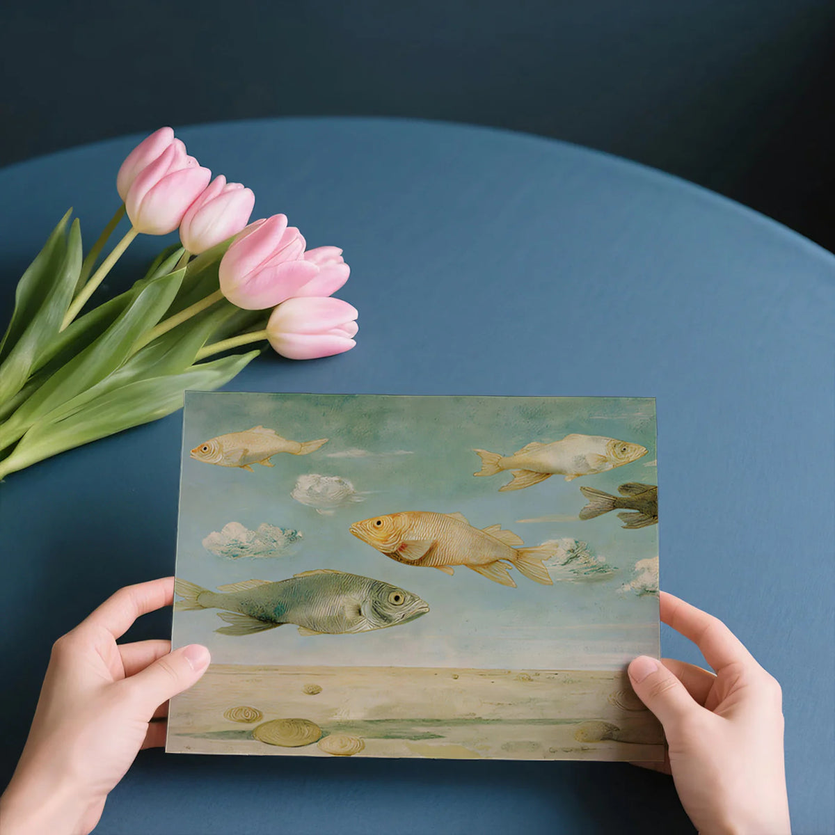 Floating Fish Surreal Sky Mural Wallpaper —Painterly Landscape Mural Wallpaper - room preview 03