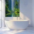 Urban Oasis Mural Wallpaper — Painterly City and Nature Blend Mural Wallpaper - room preview 03
