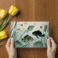Zen Pond Mural Wallpaper — Calm Aquatic Fish and Reed Illustration Mural Wallpaper - room preview 03