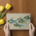 Floating Blue Koi Mural Wallpaper — Impressionistic Aquatic Art Mural Wallpaper - room preview 03