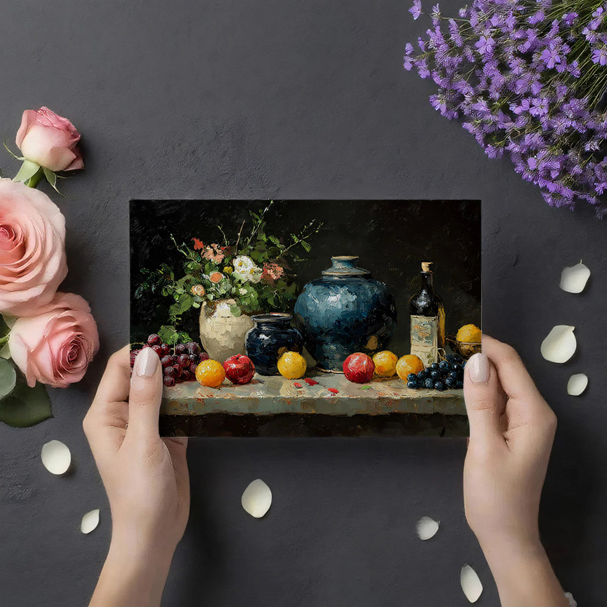 Still Life Oil Painting Mural Wallpaper — Classic Art Motif Mural Wallpaper - room preview 03
