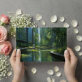 Urban Pond Botanical Mural Wallpaper — Painterly City Landscape Mural Wallpaper - room preview 03