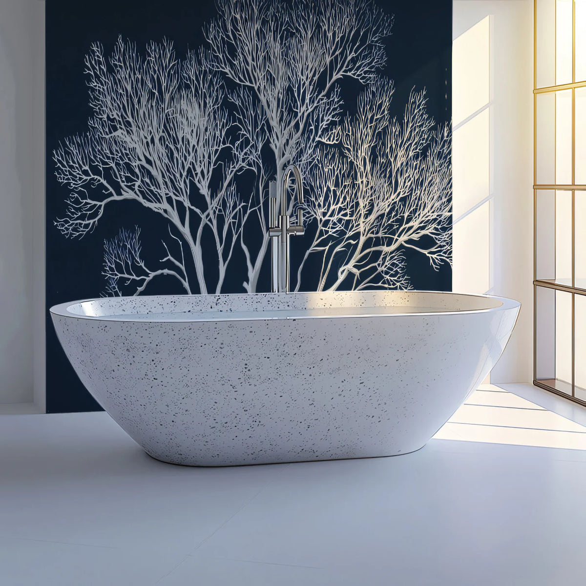 Minimalist White Tree Mural Wallpaper — High Contrast Nature Art Mural Wallpaper - room preview 03