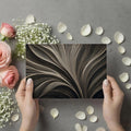 Monochrome Fluid Line Art Mural Wallpaper in Charcoal and Sand Mural Wallpaper - room preview 03